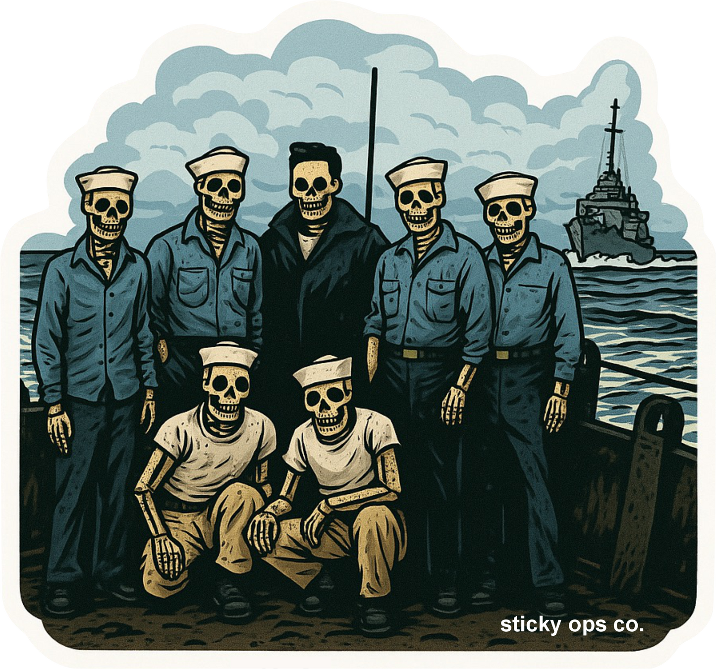 Salty Skeletons – Navy Crew Sticker