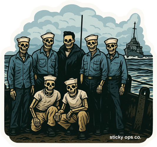 Salty Skeletons – Navy Crew Sticker